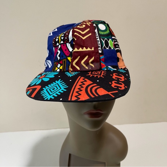 African Print Ankara Multicolor Patchwork Colorful Handmade Baseball Cap - Picture 10 of 10